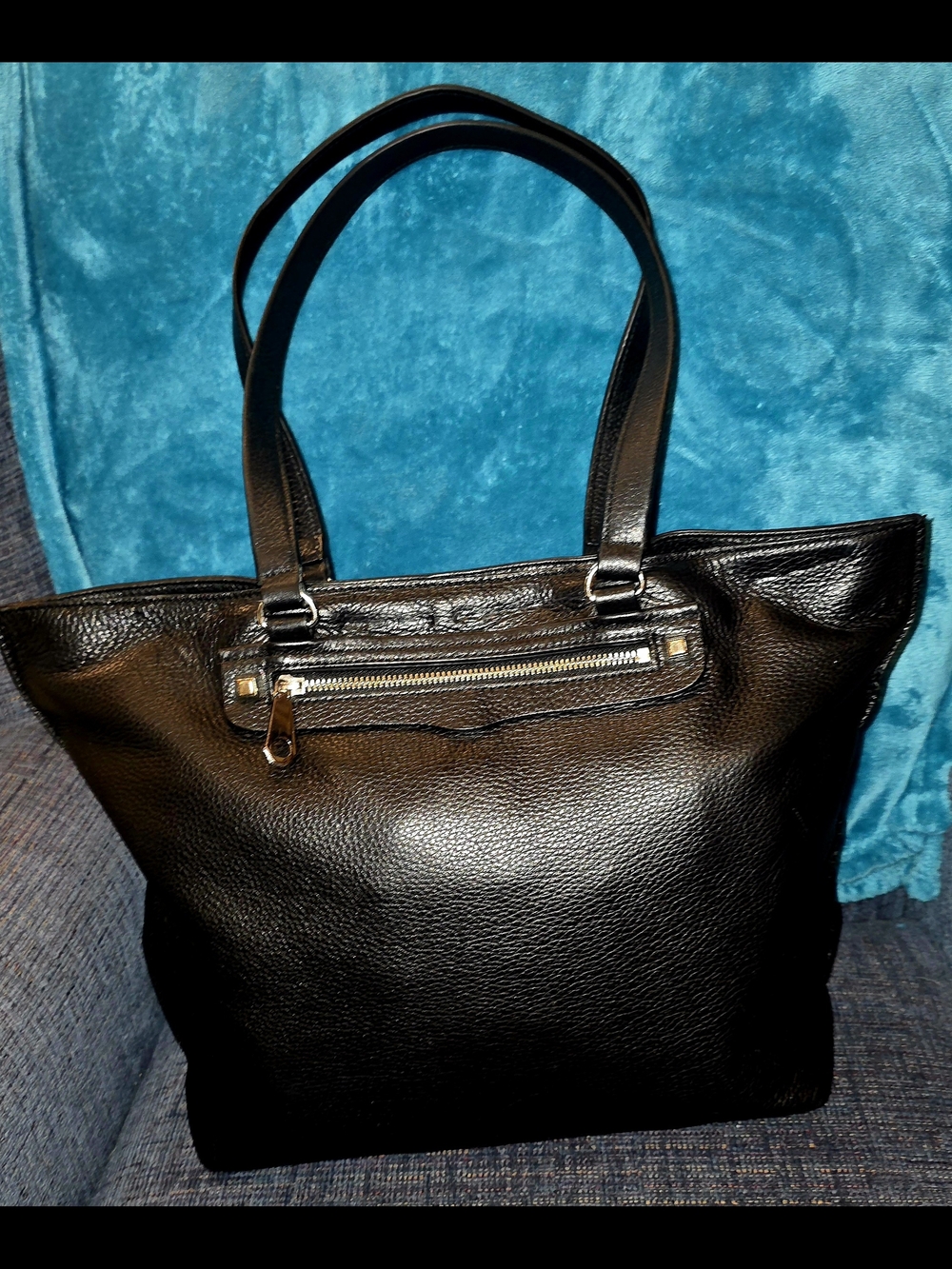 Rebecca Minkoff Regan Black Pebbled Leather 2 Handles Tote Bag